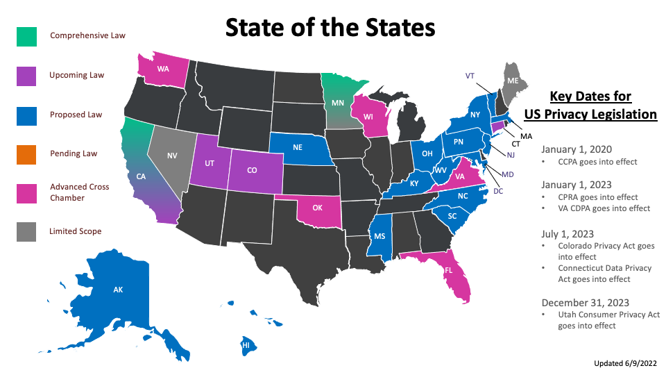 united states privacy legislation map